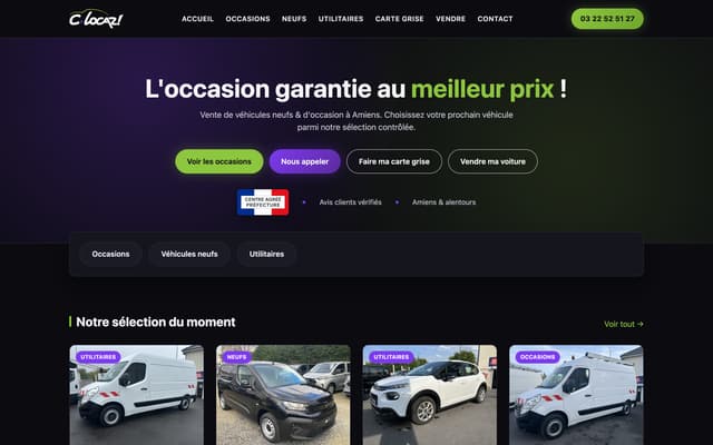 Page d'accueil du site C-Locaz après refonte