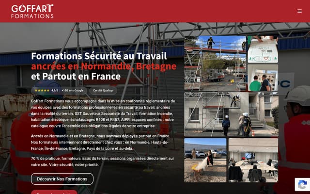 Page d'accueil du site Goffart Formations